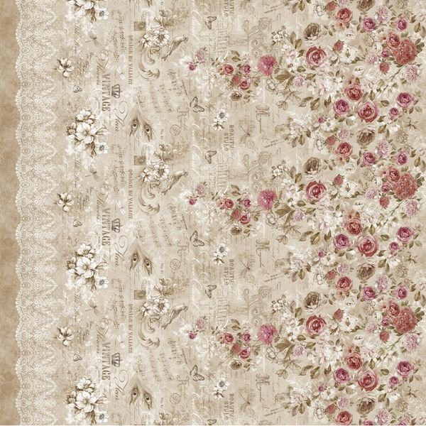 Vintage Floral Lace Border — original textile pattern for nursery licensing