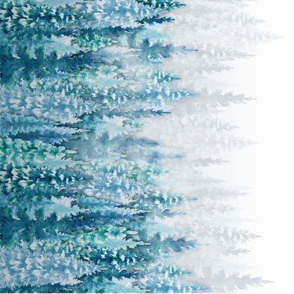 Watercolor Forest Trees — original textile pattern for botanical licensing