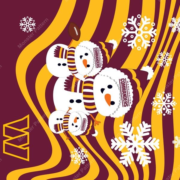 Snowmen with Football and Stripes — original textile pattern for lifestyle licensing