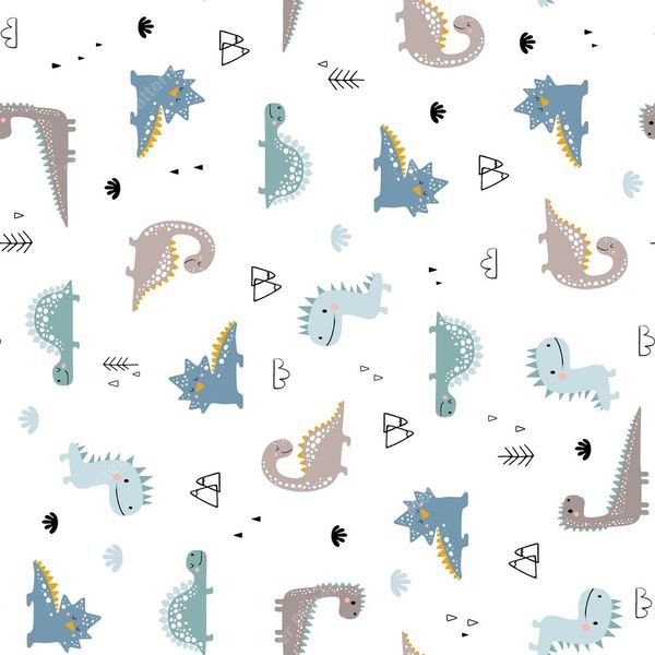 Dinosaur and Letter Pattern — original textile pattern for nursery licensing
