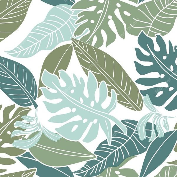 Tropical Leaf Repeat Pattern — original textile pattern for botanical licensing