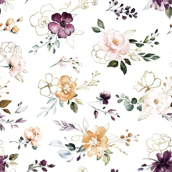 Watercolor Floral Repeat — original textile pattern for floral licensing
