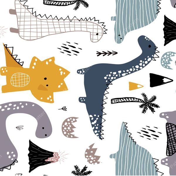Dinosaur Repeat Pattern — original textile pattern for nursery licensing