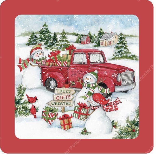Christmas Truck Repeat Pattern — original textile pattern for tabletop licensing
