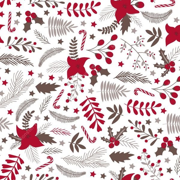 Christmas Botanical Pattern — original textile pattern for nursery licensing