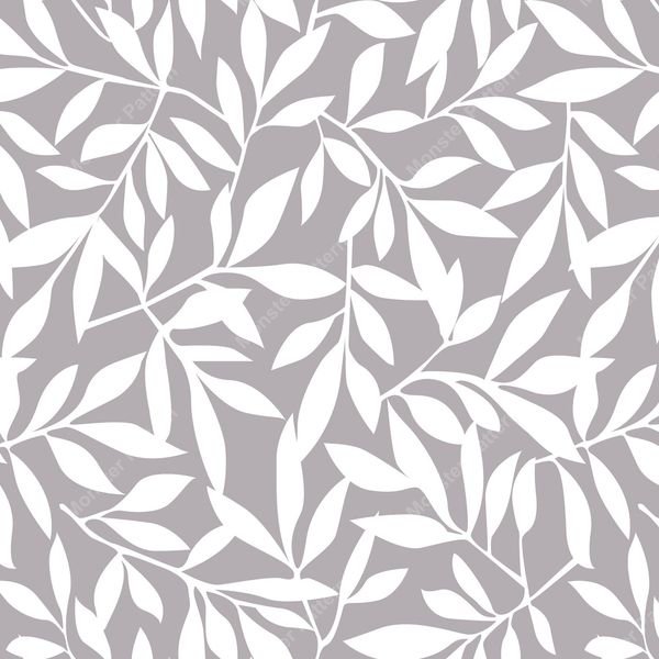White Leaves on Gray — original textile pattern for botanical licensing