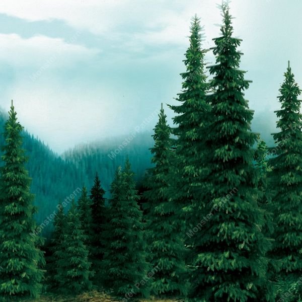 Forest Lake Landscape — original textile pattern for botanical licensing