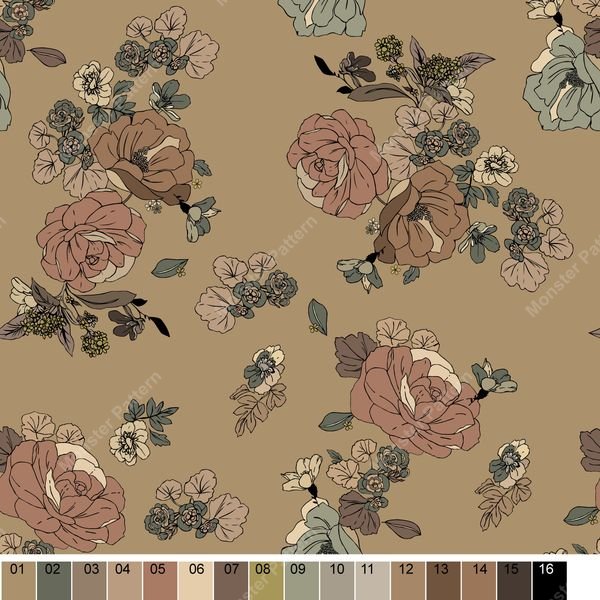 Floral Repeat Pattern — original textile pattern for floral licensing