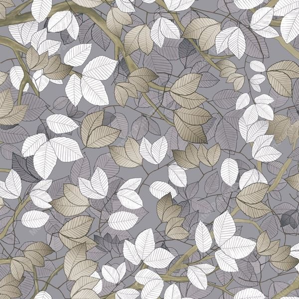 White and Green Leaves Pattern — original textile pattern for botanical licensing