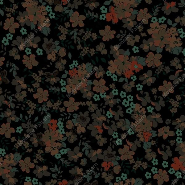 Small Floral on Black — original textile pattern for floral licensing