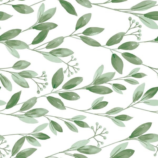 Green Leaf Branch Pattern — original textile pattern for botanical licensing