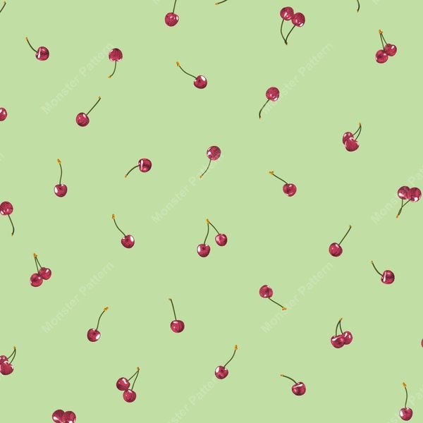 Cherry Scatter Pattern — original textile pattern for botanical licensing