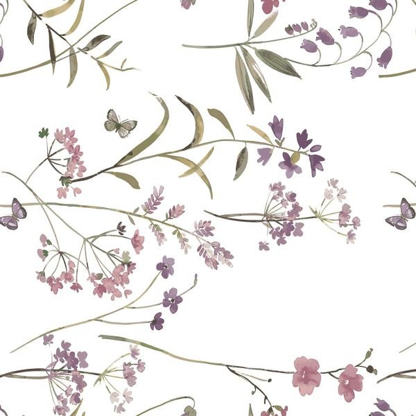 Floral Botanical Repeat Pattern — original textile pattern for nursery licensing