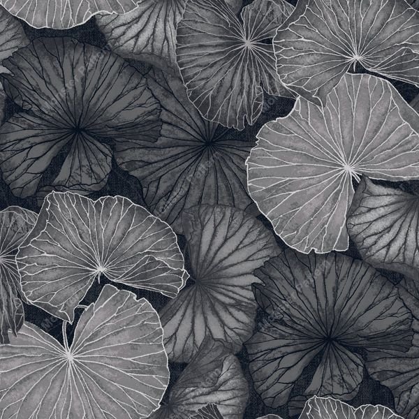 Monochrome Leaf Pattern — original textile pattern for botanical licensing
