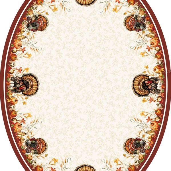 Oval Turkey Border Pattern — original textile pattern for tabletop licensing