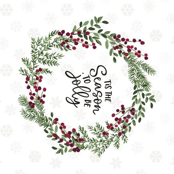 Holiday Wreath with Text — original textile pattern for tabletop licensing