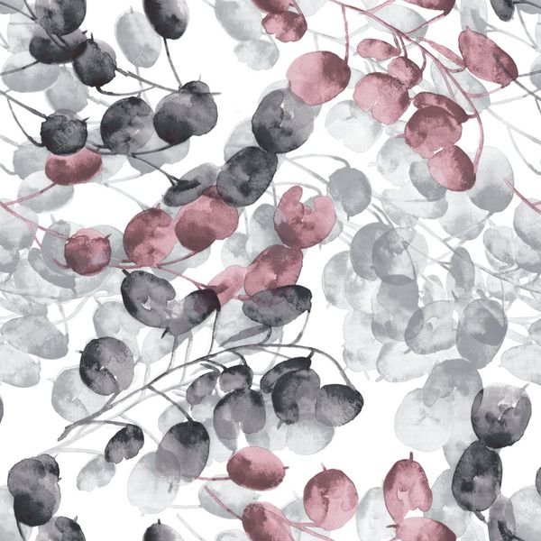 Watercolor Berry Branch Pattern — original textile pattern for botanical licensing