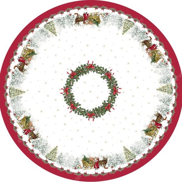 Christmas Wreath and Sleigh — original textile pattern for tabletop licensing