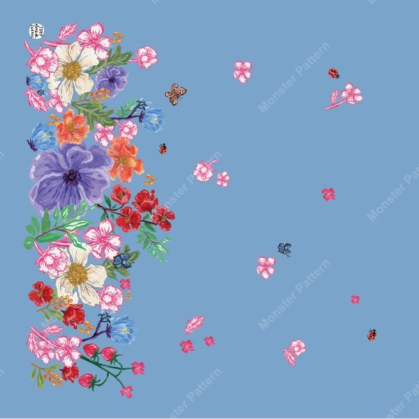 Floral Vertical Border Pattern — original textile pattern for nursery licensing
