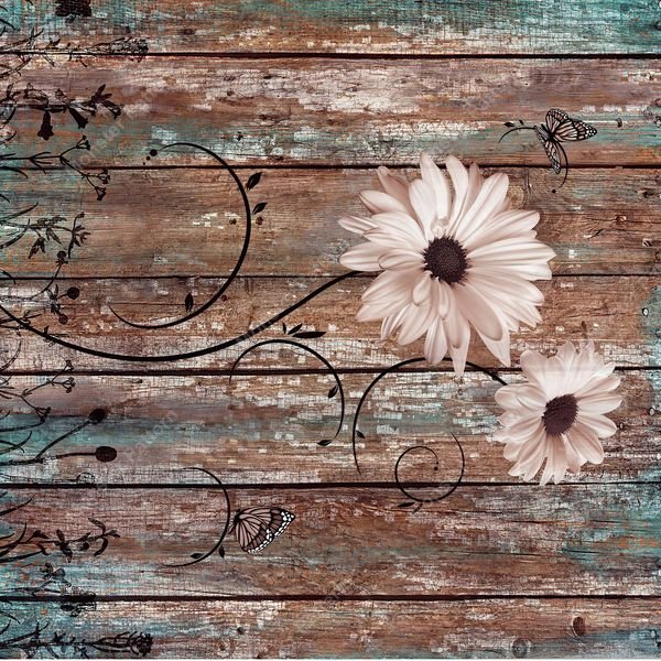 Rustic Floral on Wood — original textile pattern for nursery licensing