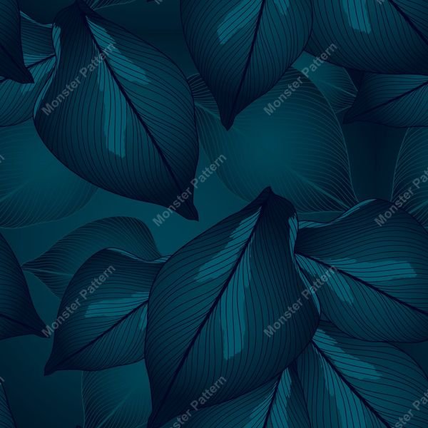Teal Leaf Repeat Pattern — original textile pattern for botanical licensing