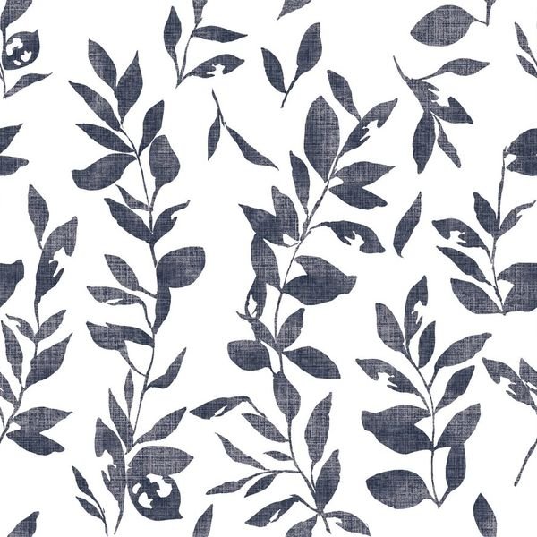 Blue Botanical Repeat Pattern — original textile pattern for botanical licensing