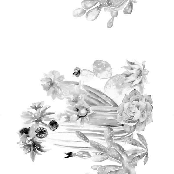 Monochrome Botanical Repeat — original textile pattern for botanical licensing