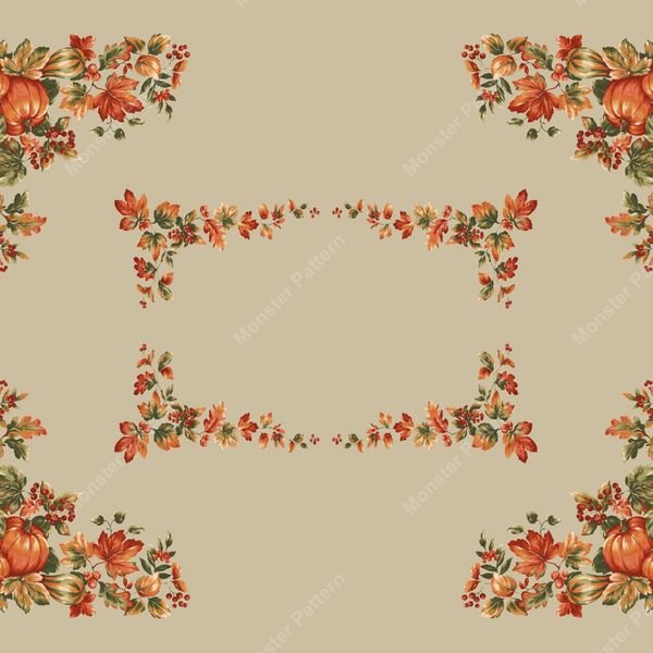 Autumnal Corner Border Pattern — original textile pattern for floral licensing