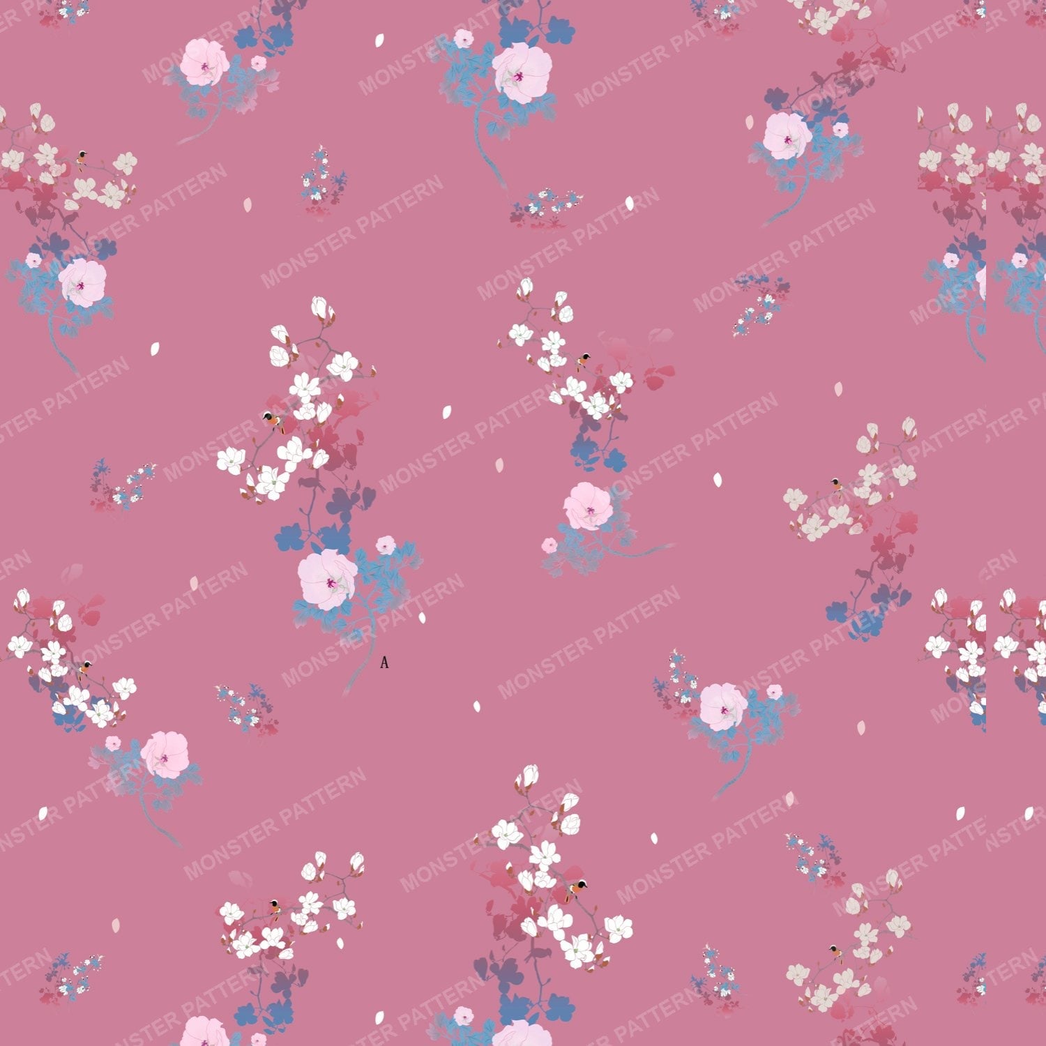 Pink Floral Repeat Pattern — original textile pattern for floral licensing