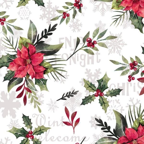 Holiday Floral Repeat Pattern — original textile pattern for tabletop licensing