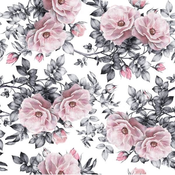 Pink Rose Watercolor Pattern — original textile pattern for floral licensing