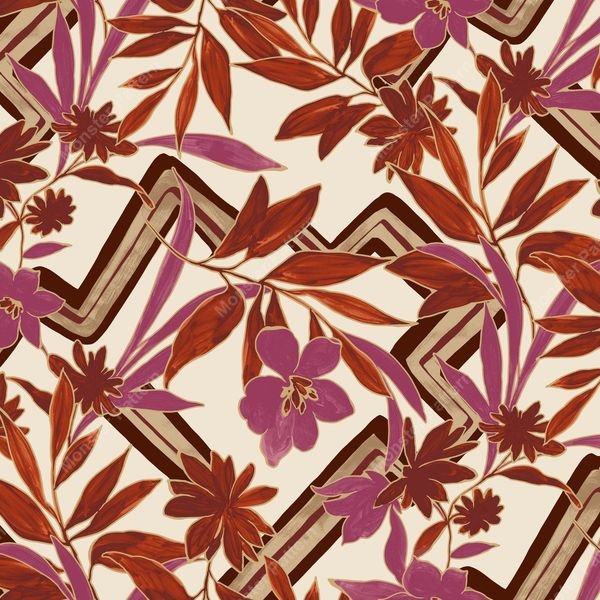 Floral Geometric Repeat — original textile pattern for floral licensing