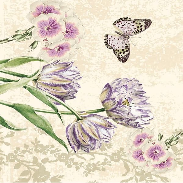 Floral with Butterfly — original textile pattern for nursery licensing