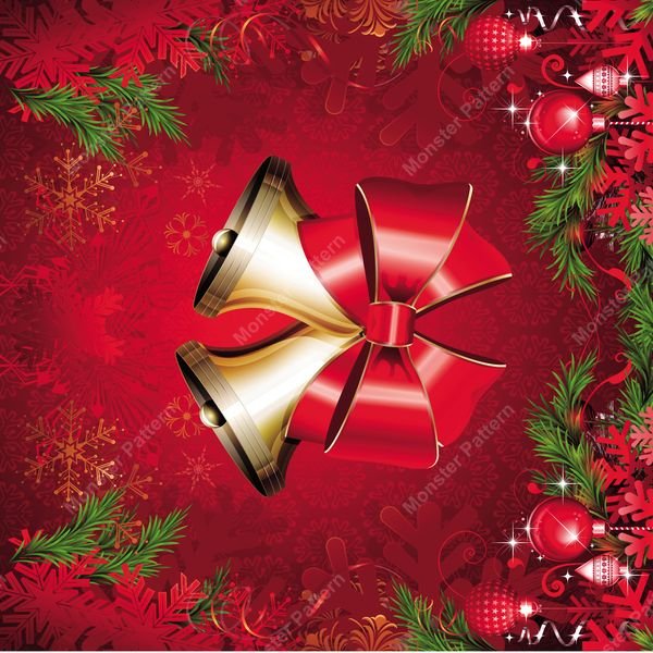 Christmas Bells & Bow — original textile pattern for tabletop licensing