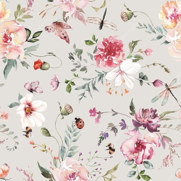 Watercolor Floral Repeat — original textile pattern for floral licensing