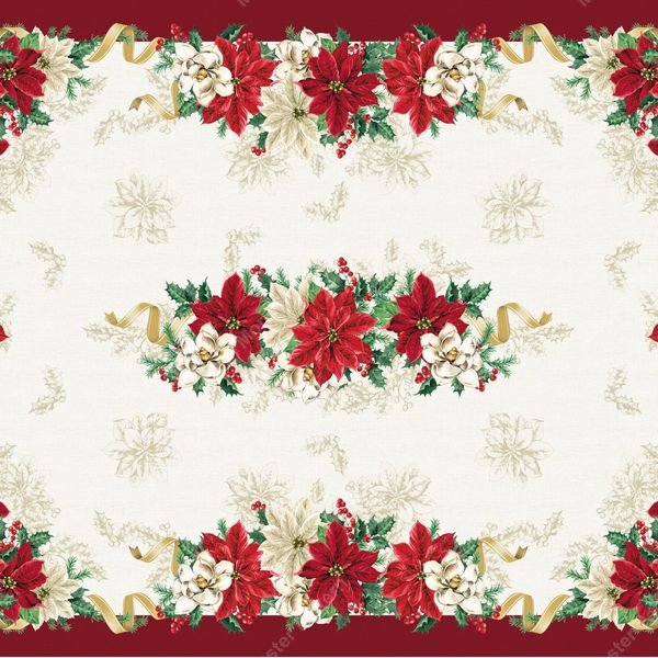 Poinsettia Border Pattern — original textile pattern for tabletop licensing