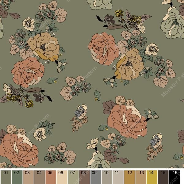Floral Repeat Pattern — original textile pattern for floral licensing
