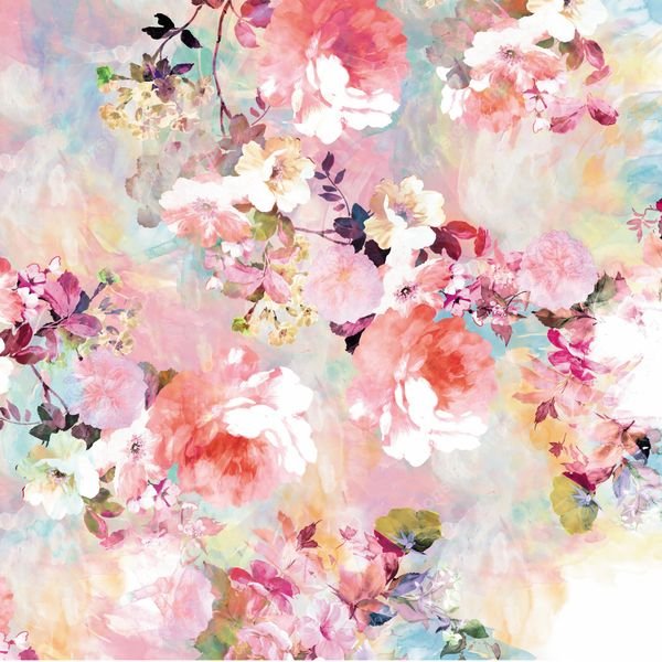 Watercolor Floral Repeat — original textile pattern for floral licensing