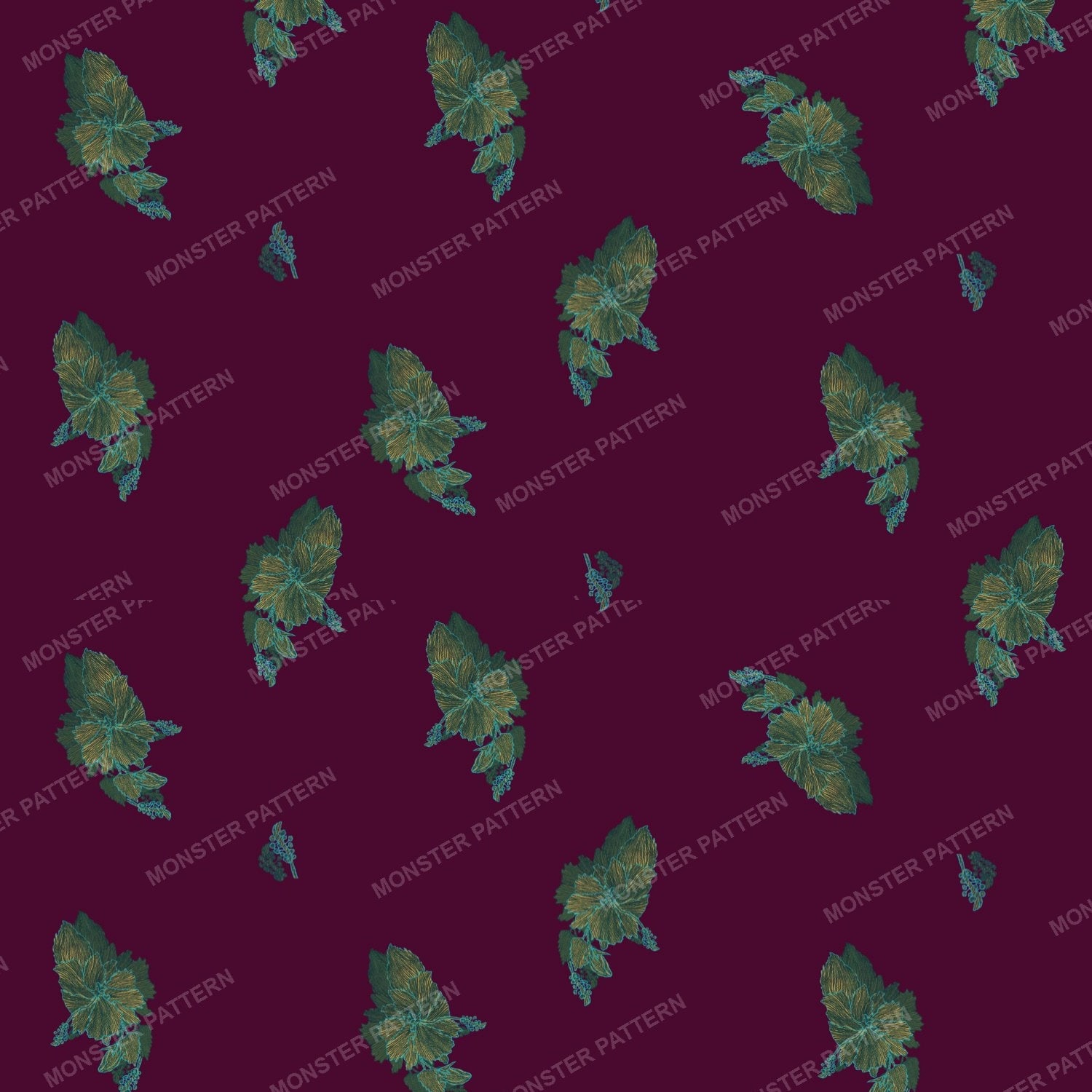 Botanical Leaf Repeat — original textile pattern for botanical licensing