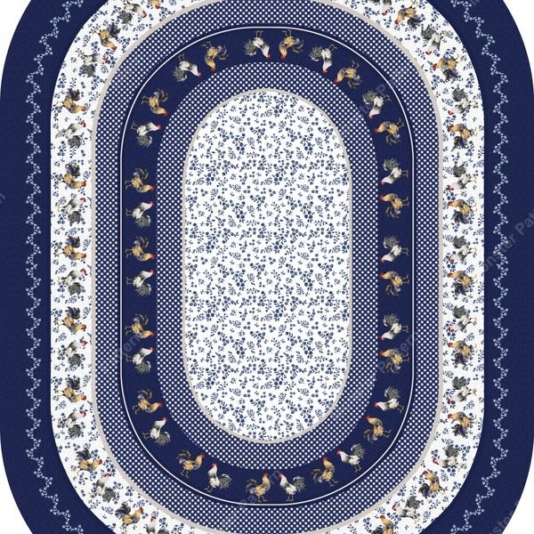 Oval Floral Border Rug — original textile pattern for floral licensing