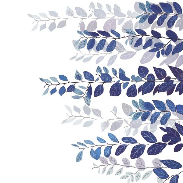 Blue Leaf Branch Pattern — original textile pattern for botanical licensing