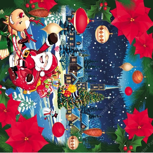 Christmas Scene Repeat Pattern — original textile pattern for tabletop licensing