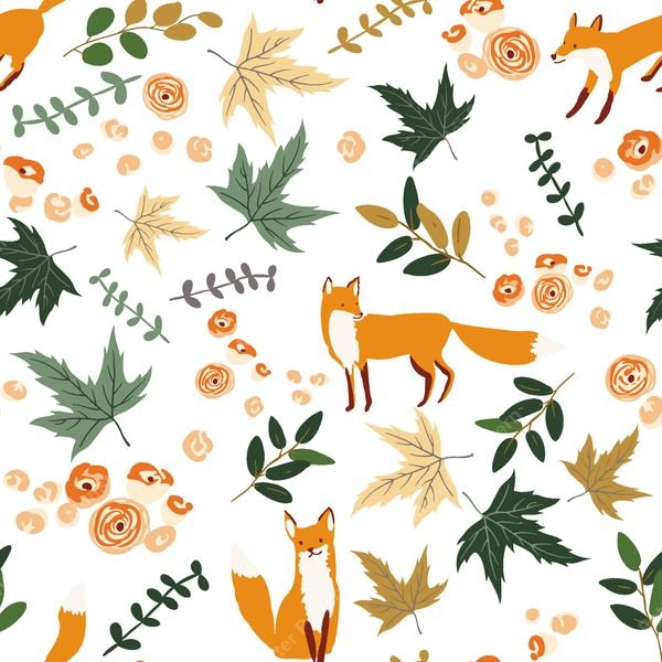 Fox and Floral Pattern — original textile pattern for nursery licensing