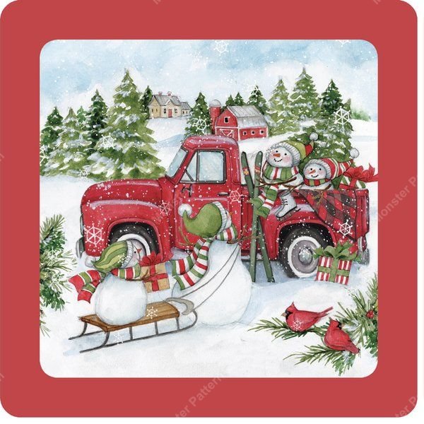 Christmas Truck Repeat Pattern — original textile pattern for tabletop licensing