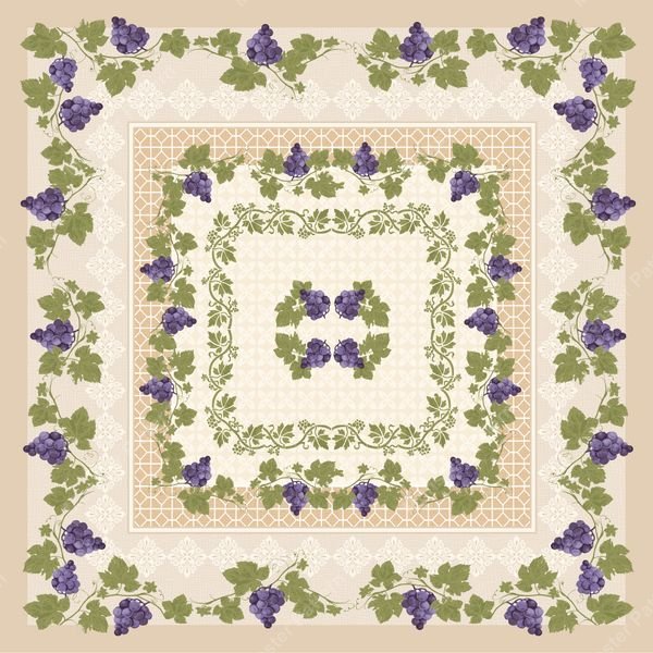 Grapevine Border Pattern — original textile pattern for botanical licensing