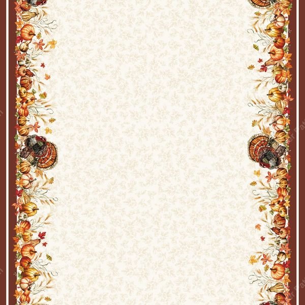 Thanksgiving Turkey Border — original textile pattern for tabletop licensing
