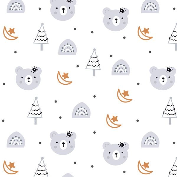 Nighttime Bear Pattern — original textile pattern for nursery licensing