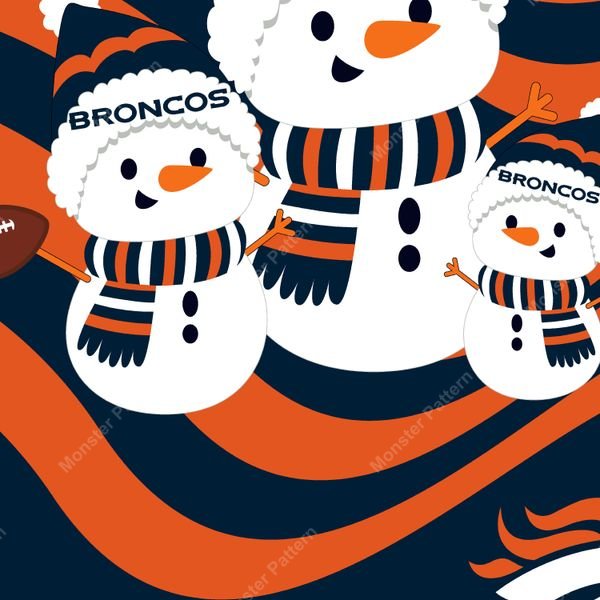 Broncos Snowmen Repeat Pattern — original textile pattern for lifestyle licensing