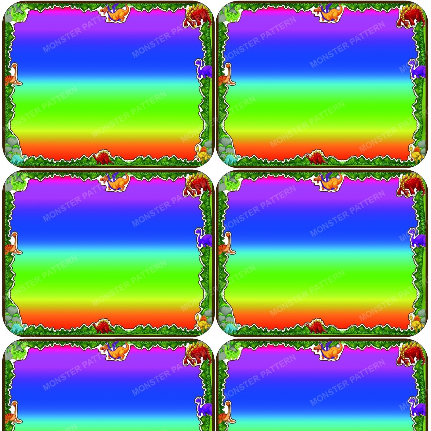 Rainbow Dinosaur Border — original textile pattern for nursery licensing