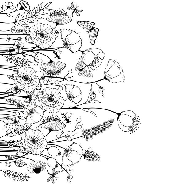 Floral Insect Border — original textile pattern for nursery licensing